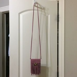 Pink Suede Fringe Purse